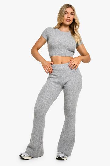 Super Soft Knitted Flared Trouser grey marl