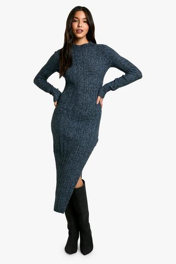 Marl Knitted Midi Dress navy