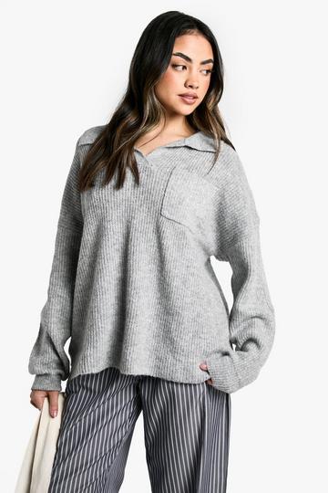 Polo Collar Jumper grey marl