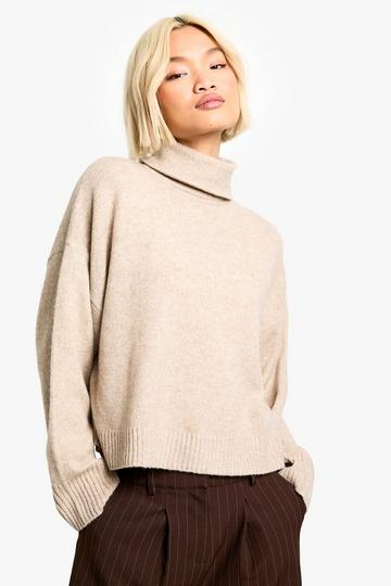 Turtleneck Boxy Sweater stone