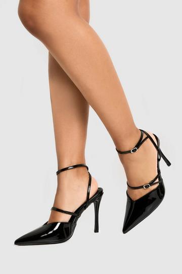 Wide Fit Glossy Court Shoes black