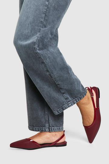 Contrast Detail Slingback Pointed Flats burgundy