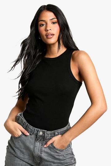 Tall Basic Racer Neck Bodysuit black