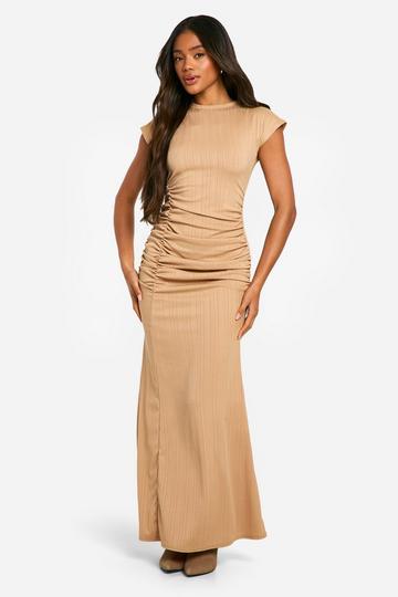 Textured Ruched Maxi Dress stone