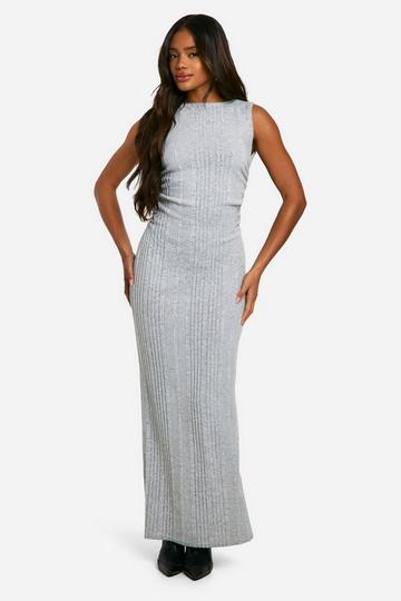 Brushed Rib Ruched Maxi Dress grey marl