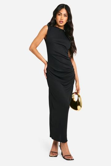 Black Ruched Midaxi Dress