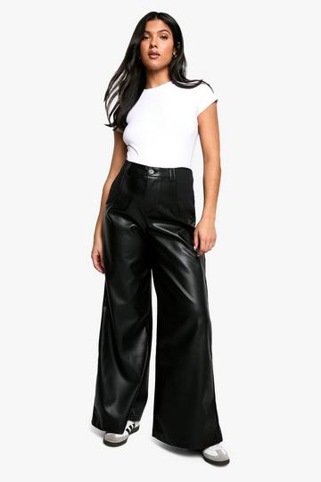 Maternity Over Bump Pu Wide Leg Pants black