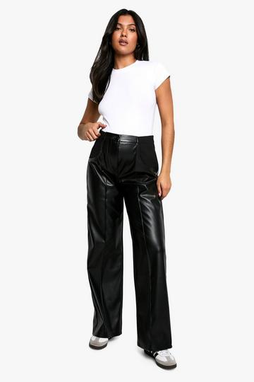 Maternity Over Bump Seam Detail Pu Slim Fit Pants black