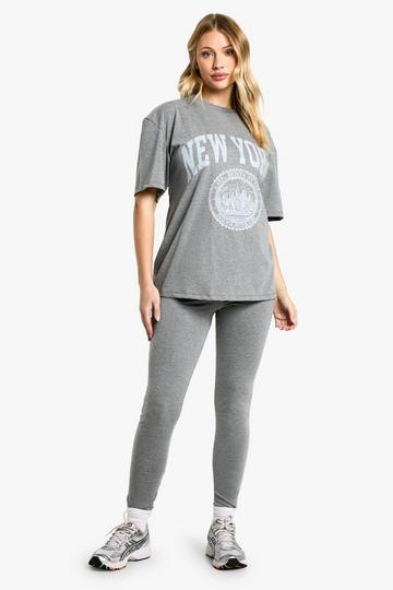 Zwangerschap Oversized New York T-Shirt Met Print En Leggings Set charcoal