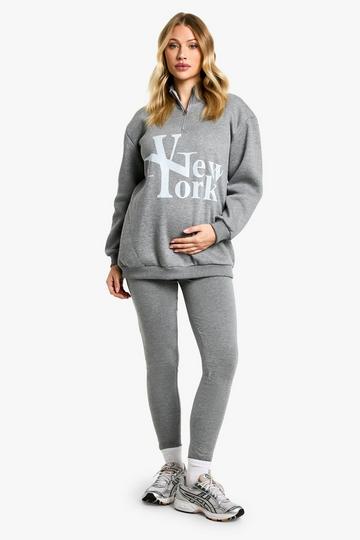 Maternity New York Large Graphic Half Zip Legging Set charcoal