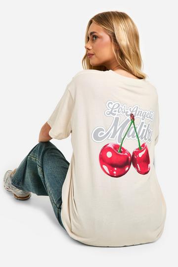 LA Cherry oversized graphic T-Shirt light beige