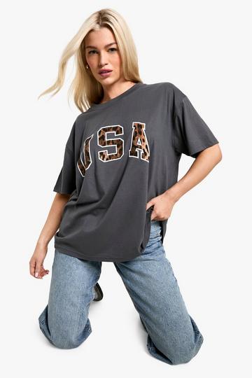 USA oversized graphic T-Shirt charcoal