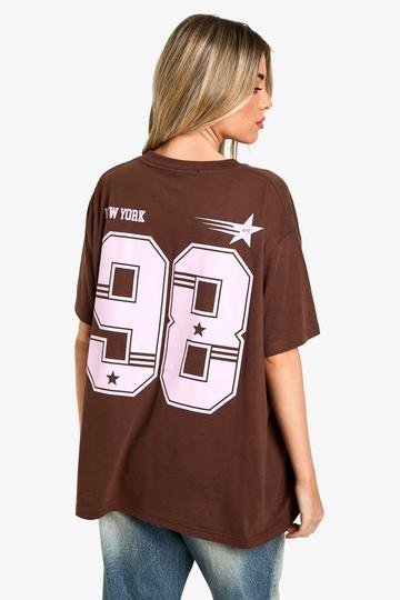 No. 98 Oversized Graphic T-Shirt brown