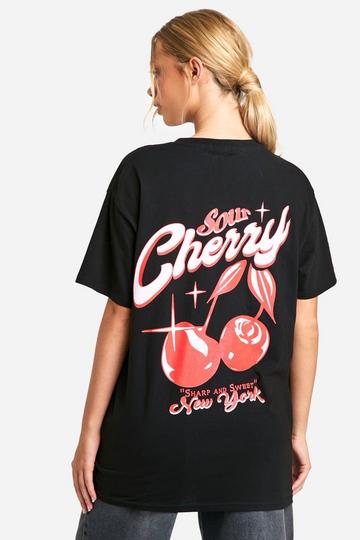 Cherry graphic oversized T-Shirt black