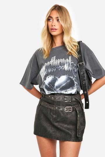 Graphic overdye oversized T-Shirt charcoal