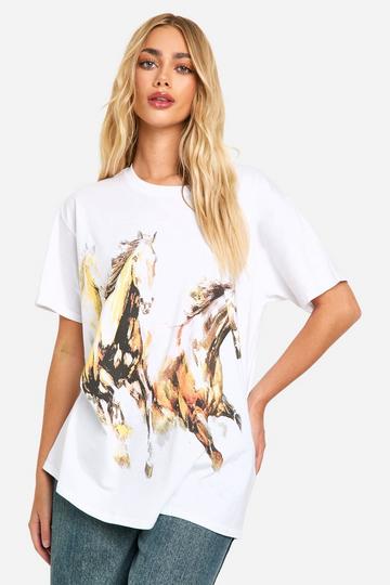 White Horses graphic oversized T-Shirt