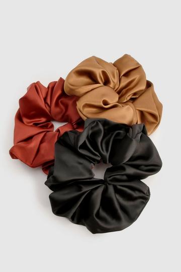 3 Pack Satin Oversized Scrunchie multi