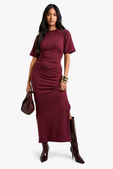 Ruched Side T-shirt Midaxi Dress merlot