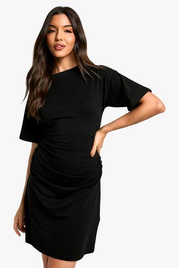 Ruched Side T-shirt Mini Dress black