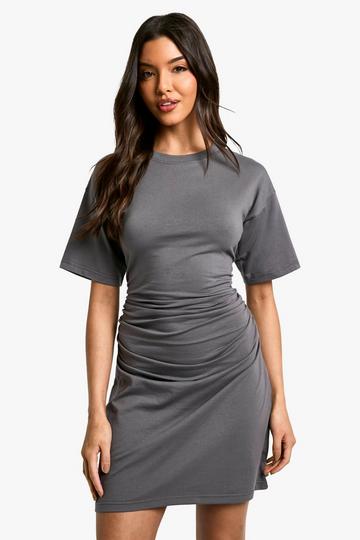 Ruched Side T-shirt Mini Dress charcoal