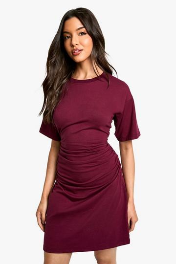 Geplooide Mini Jurk Met T-Shirt merlot