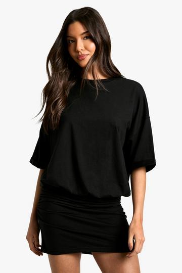 Ruched T-shirt Mini Dress black