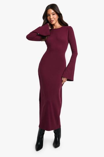 Rib Tie Back Midaxi Dress merlot