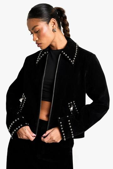 Suede Look Studded Jacket black