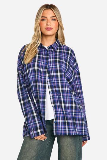 Check Oversized Shirt blue