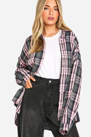 Check Oversized Shirt dark grey