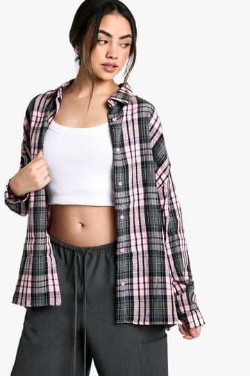 Oversized Geruite Blouse dark grey