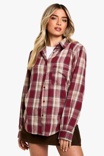 Chemise oversize à carreaux dark red