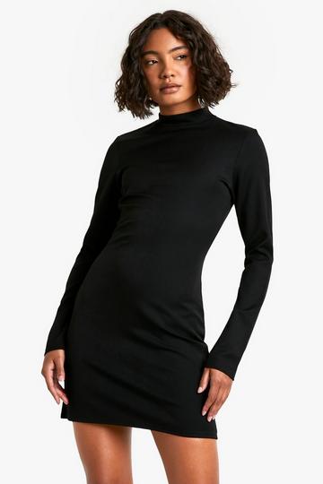 Tall High Neck Tailored Shift Dress black