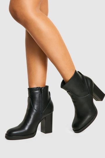 Panel Detail Heeled Boot black