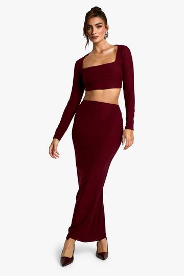 Soft Touch Maxi Skirt burgundy