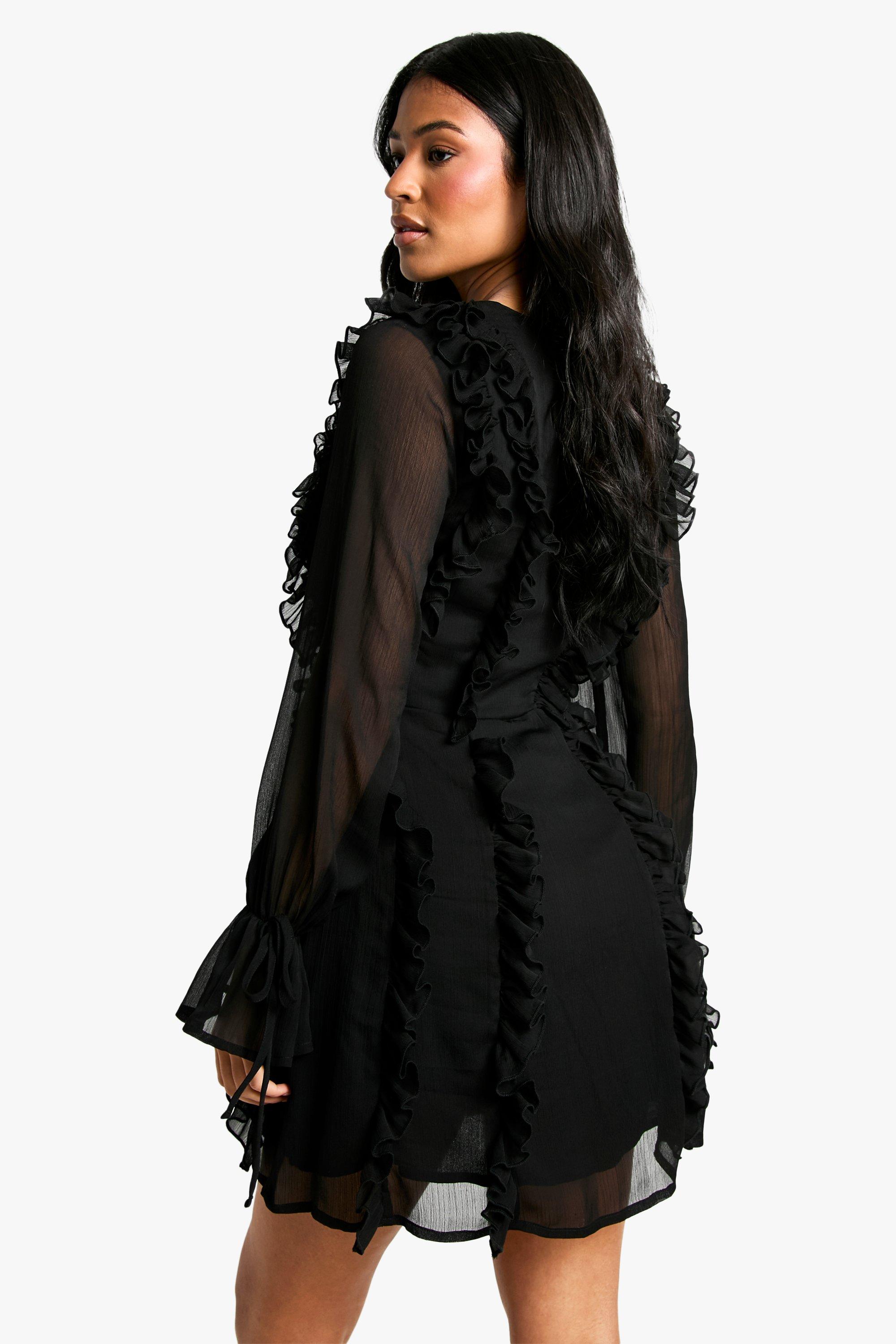 Black chiffon shift dress best sale