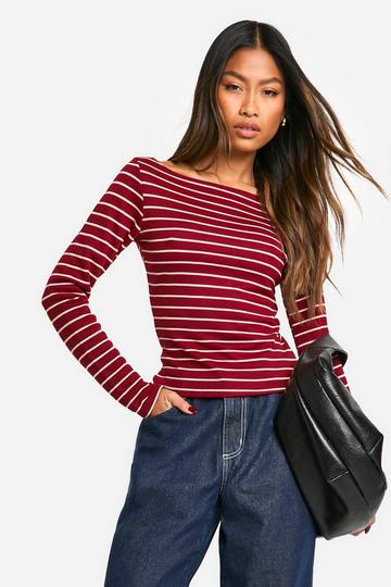 Striped Long sleeve top berry