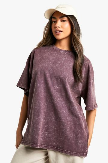 Acid Wash Oversized t-shirt berry