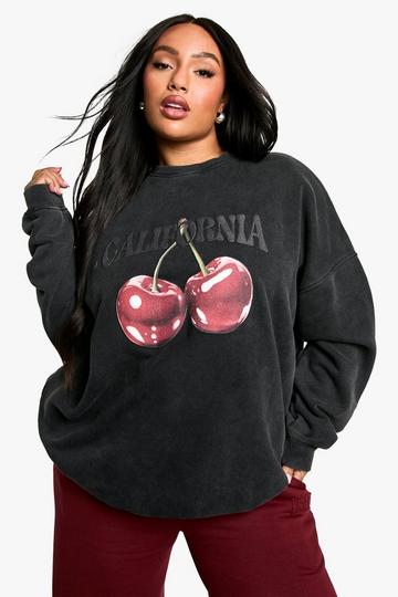 Plus California Cherry Oversized Sweatshirt charcoal