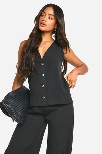 Black Woven Tab Side Swing Waistcoat