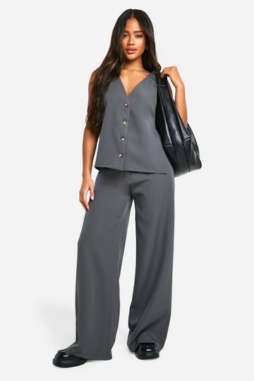 Woven Straight Leg Trousers charcoal