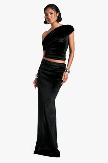 Tall Velvet Maxi Skirt black