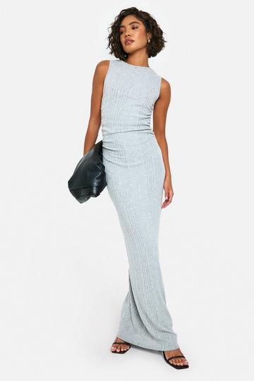 Grey Tall Brushed Rib Racer Maxi Dress