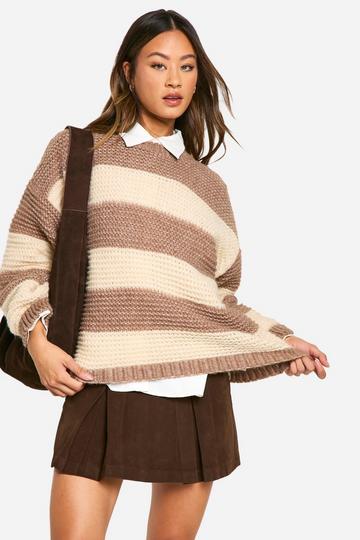 Tall Oversized Stripe Knit Sweater stone