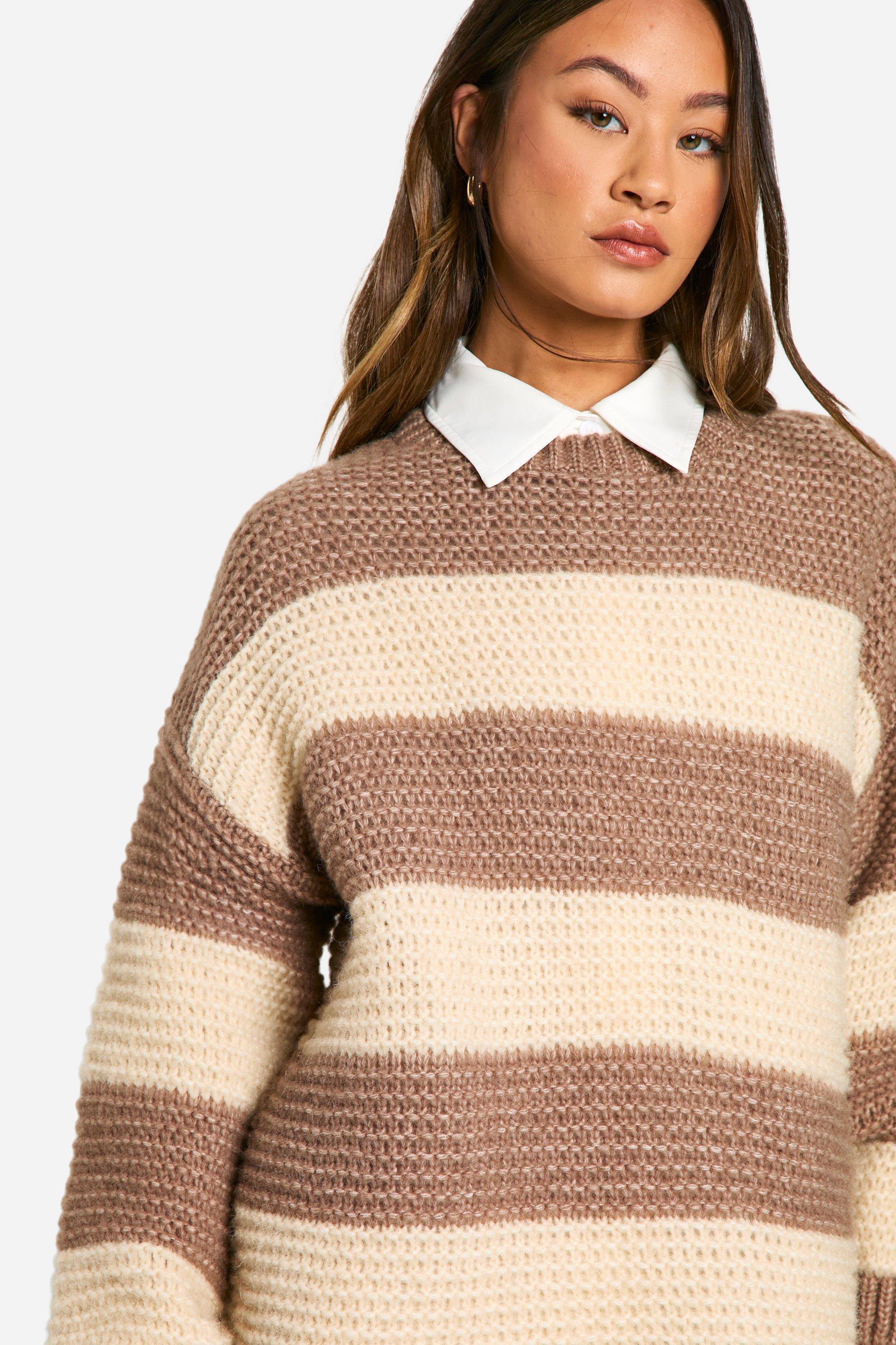 Tall Oversized Stripe Knit Jumper boohoo
