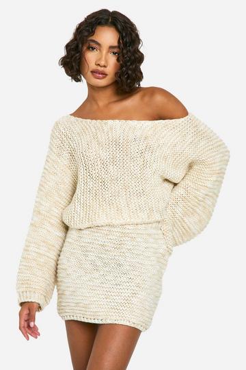 Tall Knitted Marl Mini Skirt stone