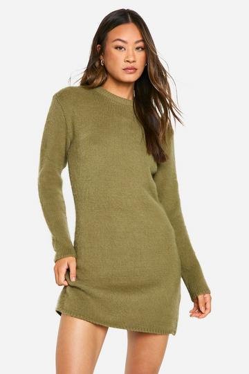 Tall Brushed Knitted Jumper Dress khaki