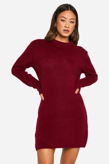 Tall Brushed Knitted Jumper Dress wine