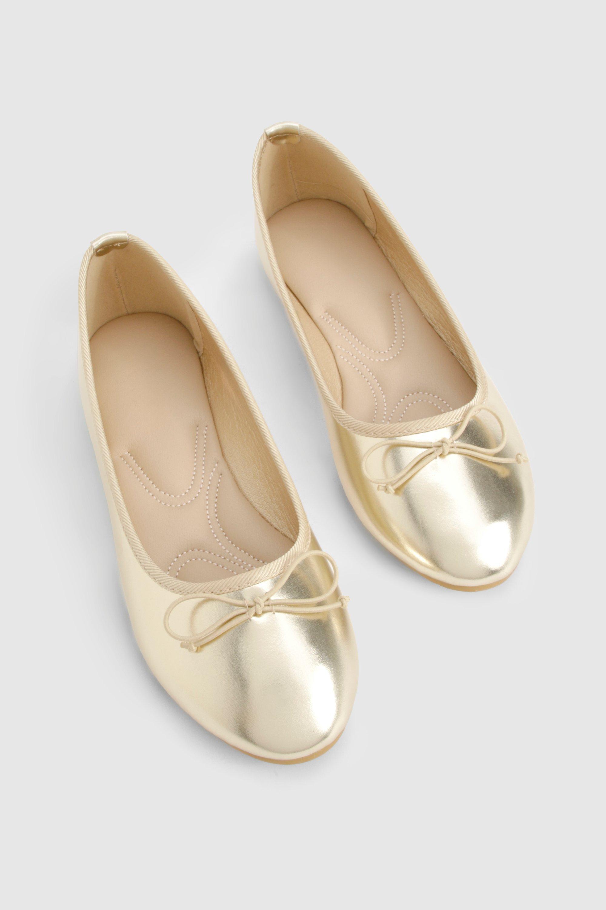 Gold ballerina shoes on sale