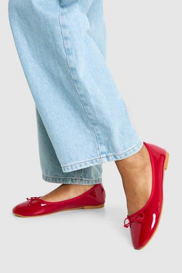 Red Bow Round Toe Ballet Flats